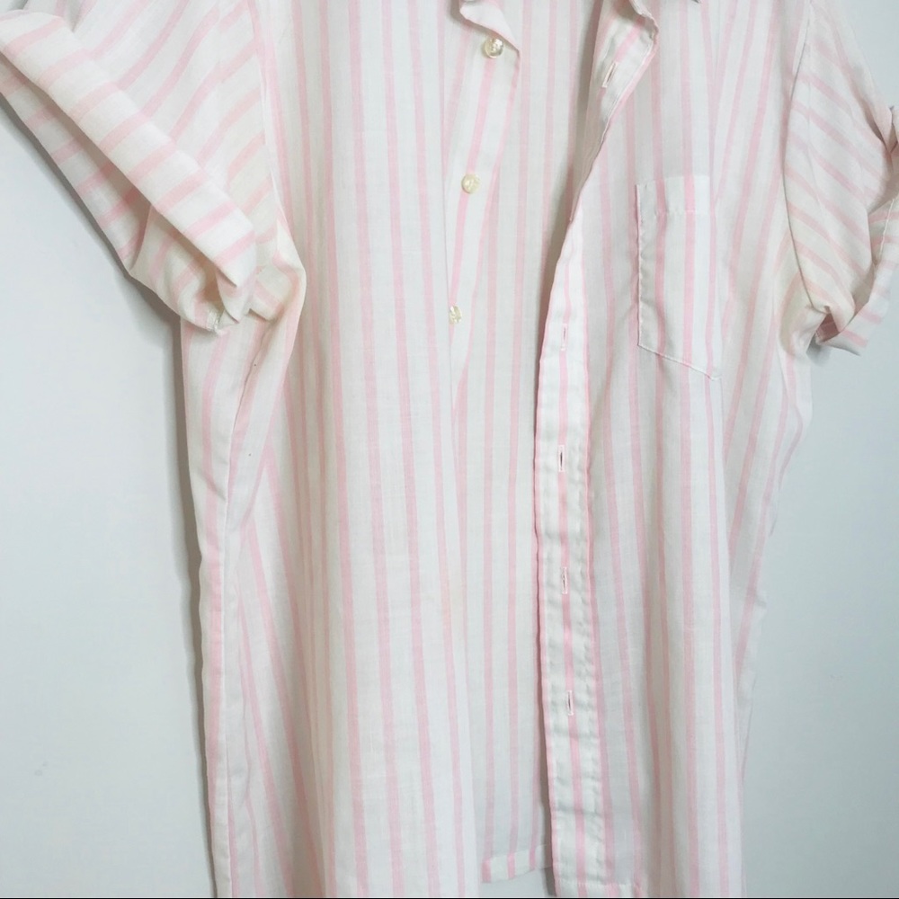 VTG Retro 90’s Blush Striped Button Up Popover - Picture 4 of 5